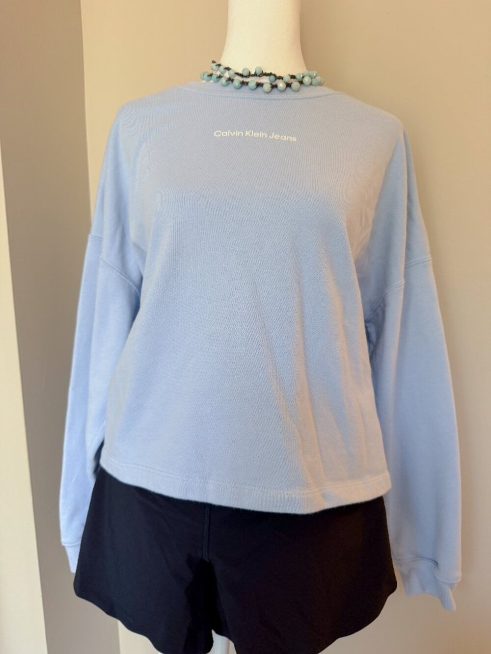 Calvin Klein Jeans Crewneck Sweatshirt Baby Blue - Size Large